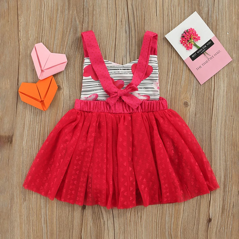 Adorable Toddler s Jumpsuit Sweetheart Print Halter Neck Open Back Lace-Up Patchwork Romper for Birthday Celebration