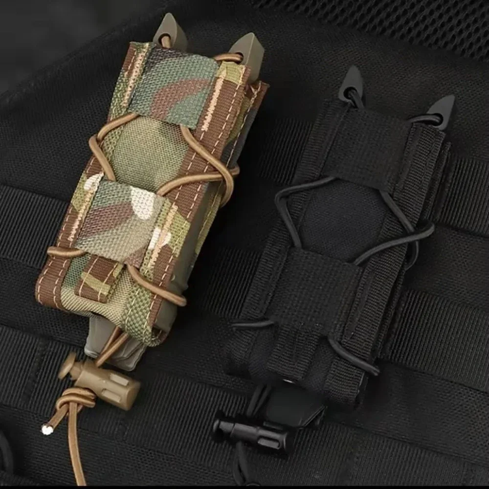 Tactical Magazine Pouch 9mm Pistol Single Mag Bag Molle Flashlight Pouch Torch Holder Hunting Knife Holster Shooting Airsoft