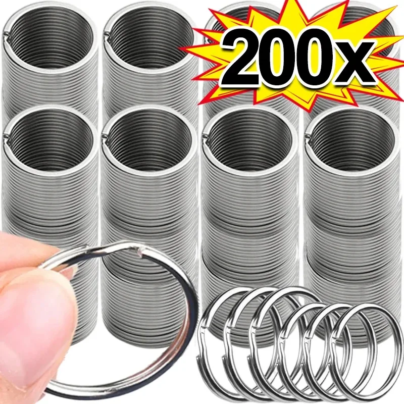 20-200pcs Stainless Steel Key Ring Key Chain 25mm Round Flat Round Split Keychain Polished Metal Blank Circle For DIY Findings