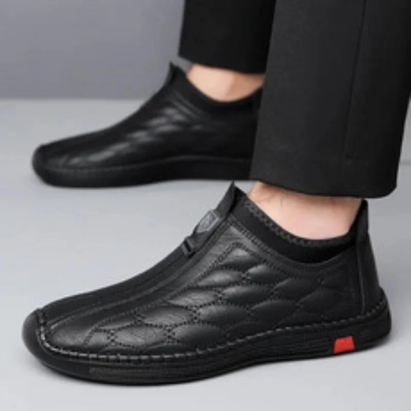 

New Autumn/Winter Cotton Shoes Non-Slip Soft Soles Mid-Calf Casual Shoes for Middle-Aged and Elderly Men Loafers