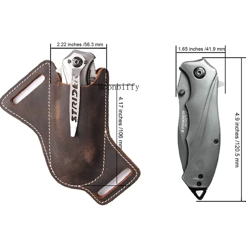 Folding Flick Knife Sheath for Outdoor Camping Vintage Waist Belt Case Holder PU Leather Pocket Knife Protect Cover