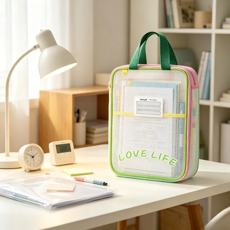 1pc EVA Large Opening Storage Handbag, Stylish Colorful Portable Tutoring Stationery Organizer Bag, Modern Daily Carry Tote