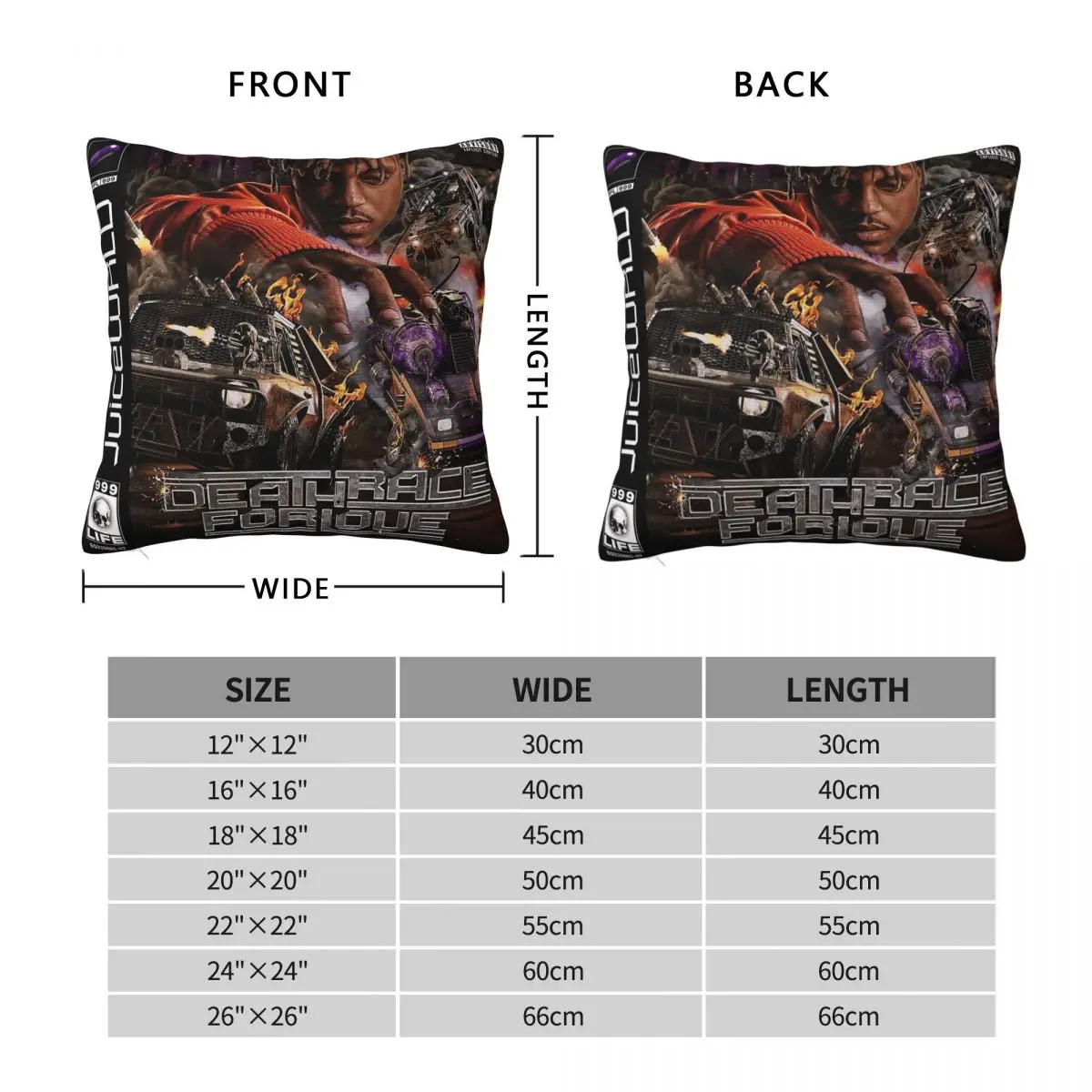 Juice WRLD Death Race For Love Square Pillowcase Polyester Linen Velvet Creative Zip Decor Room Cushion Cover