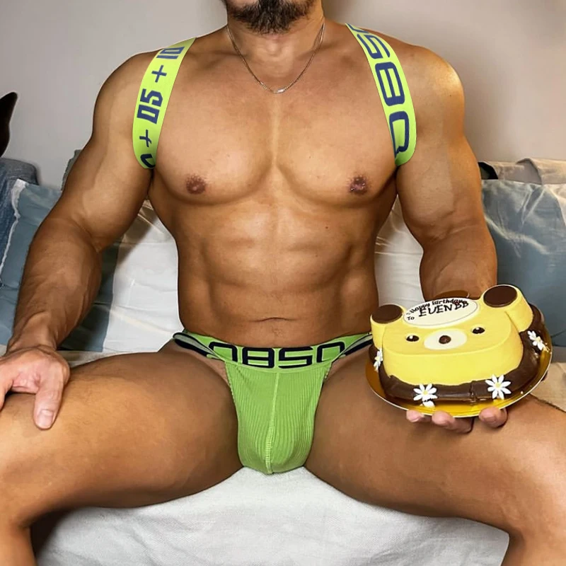 

2025 New Men's Chest Strap Show Big Chest Muscle Anti hunchback Cross Shoulder Strap Muscle Men's Party Carnival Decoration
