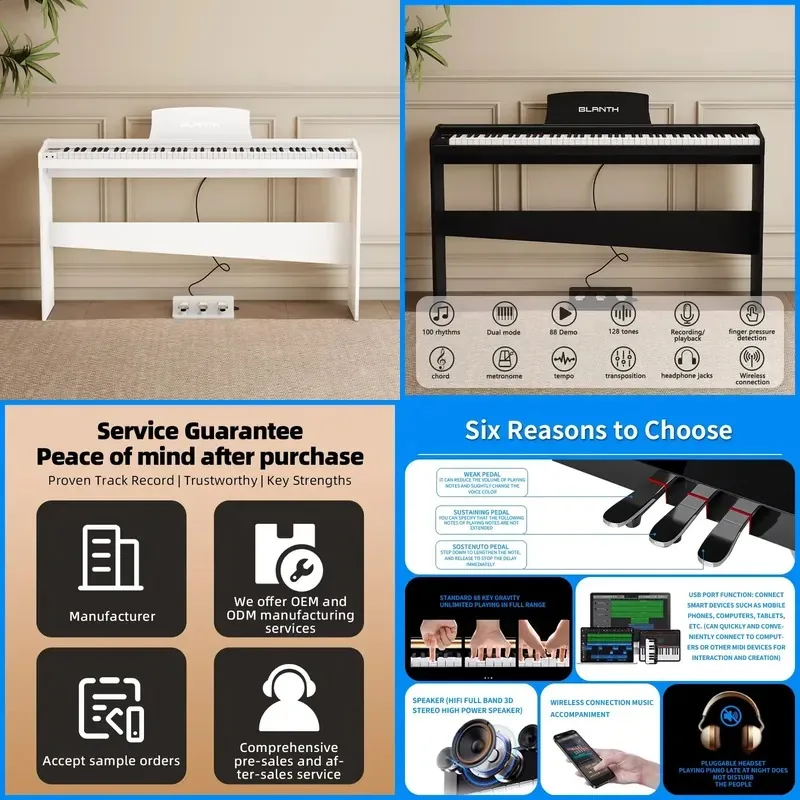 88 Key Electric Piano Digital Keyboard Upright Style