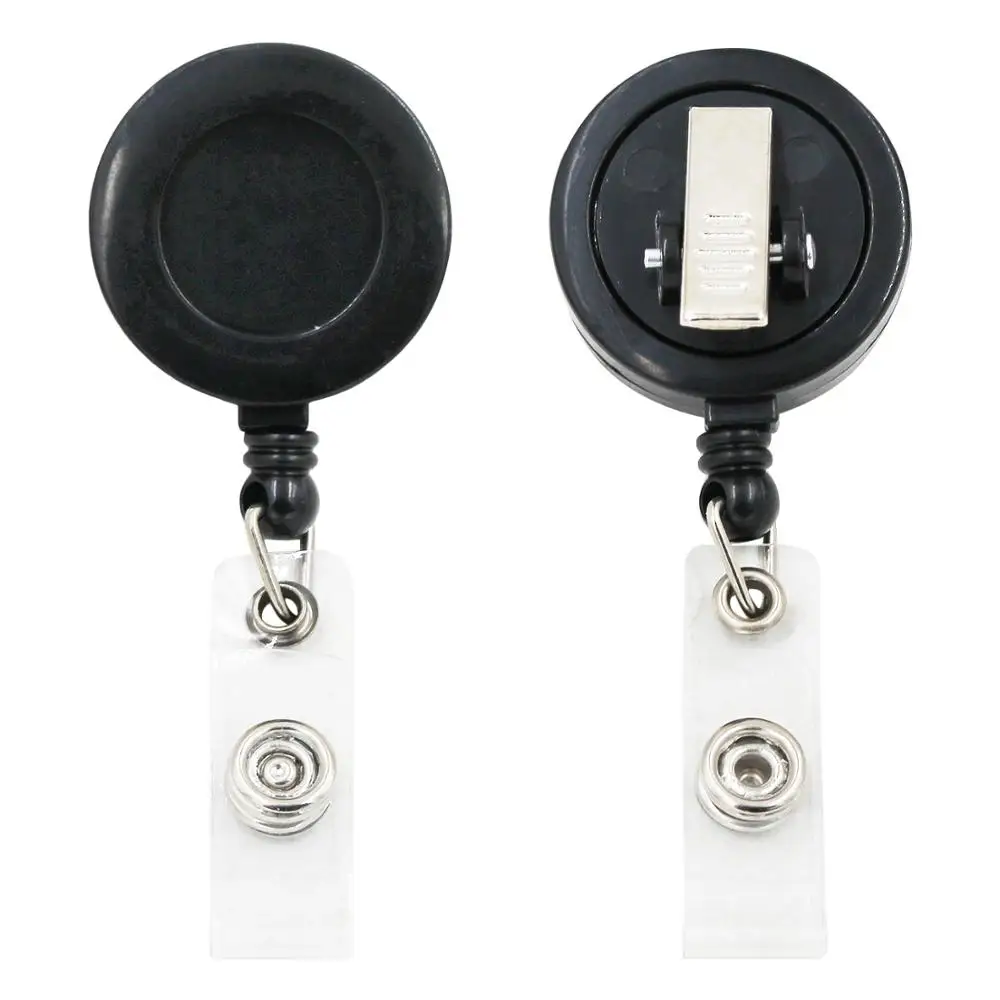 جديد 10 قطع أسود أبيض قابل للسحب شارة حامل ID شارات بكرة كليب على حاملي بطاقة مع التمساح كليب