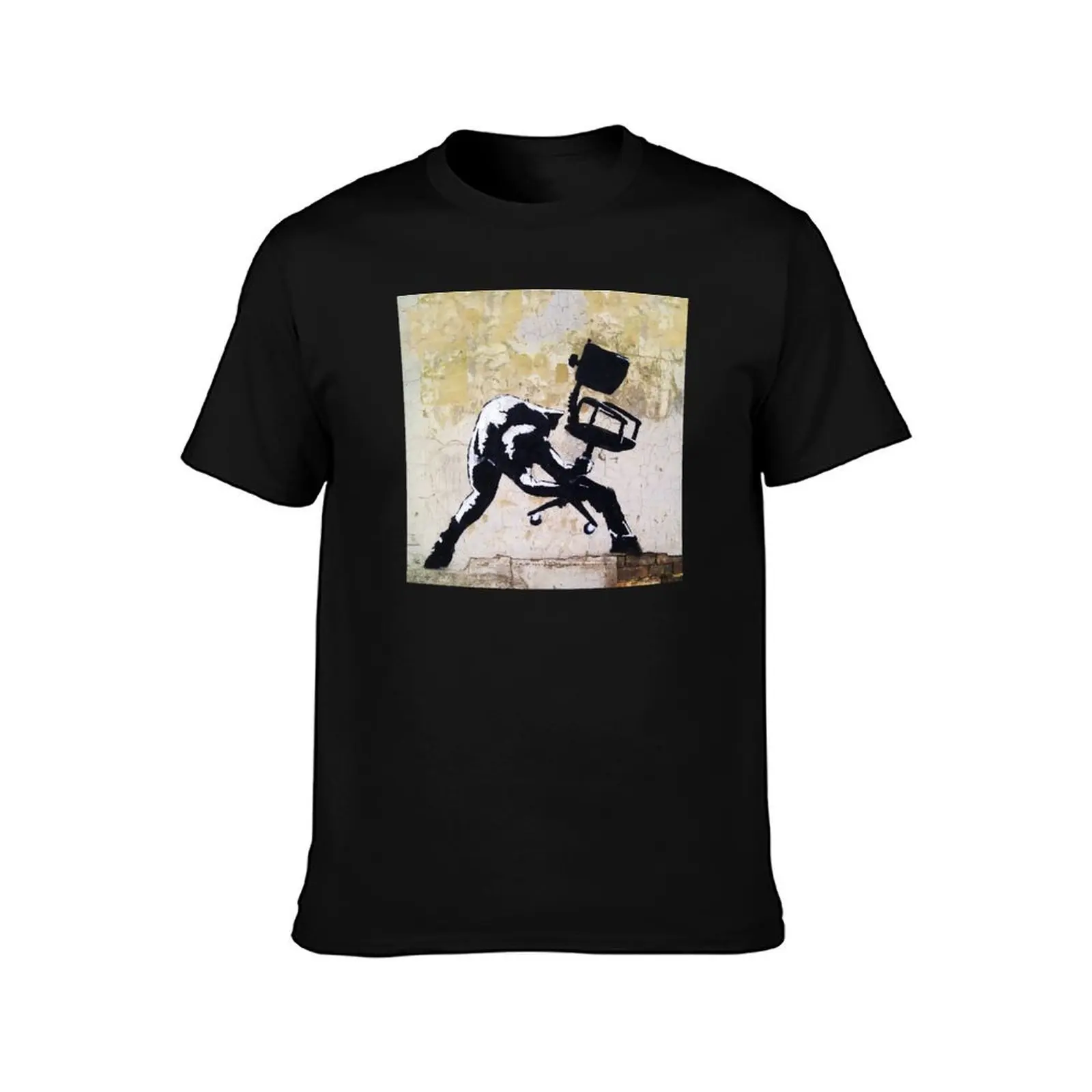 Banksy London Calling - Office Chair T-Shirt Basic Daily Outfit Short Sleeve Tee T-Shirt