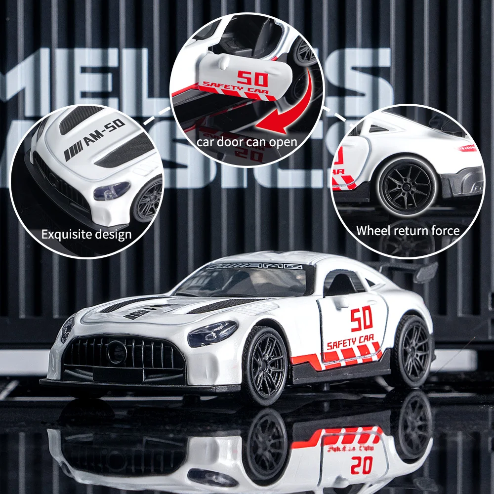 AMG Diecast Car Model, Alloy Sports Car Decor, White Collectible Vehicle with Openable Doors, Premium Ornament for Car Fans image 6