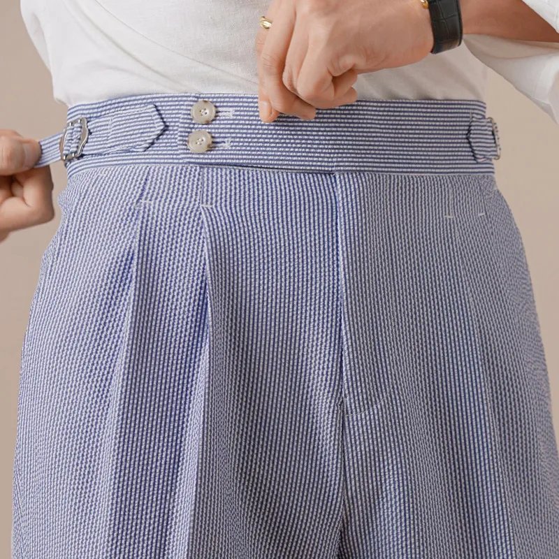 

Летние мужские полосатые тонкие прямые деловые длинные брюки Naples Pantaloni Uomo, повседневные офисные брюки Hombre 2025