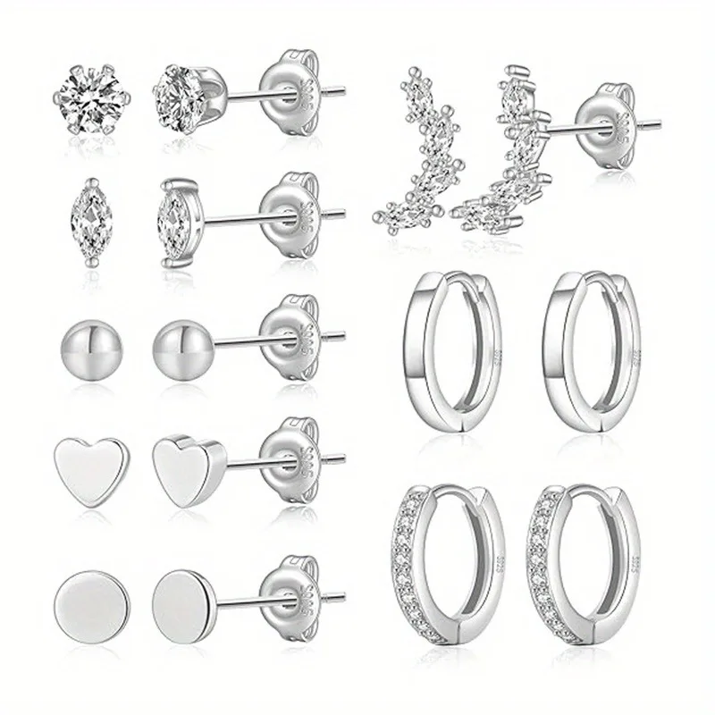 10 Pairs of Multi-style Women's Earrings, Two Color Fashionable Gloss Earrings, Suitable for Daily Life Banquet Wear