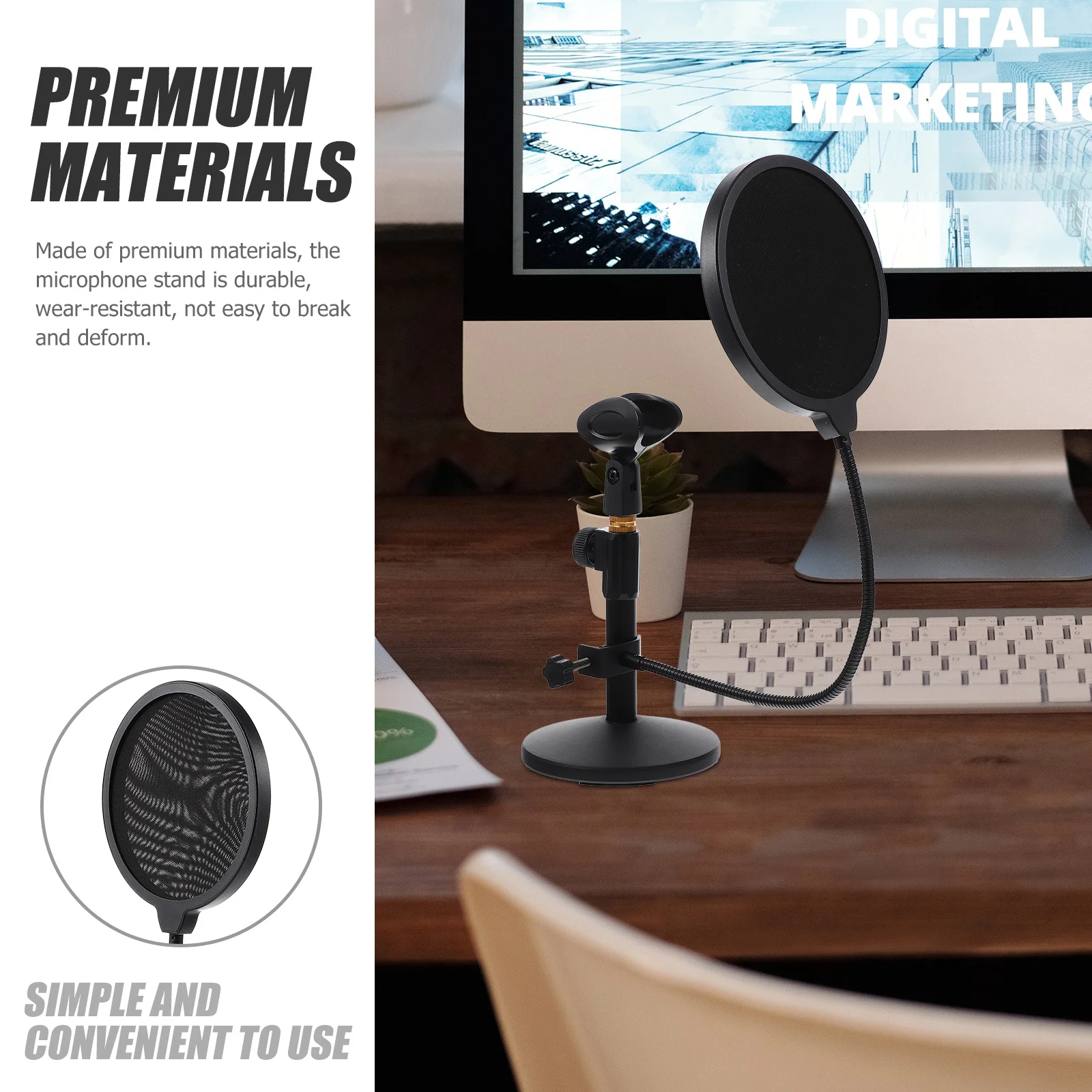 

1 set Adjustable Desktop Microphone Stand Stable Base Tabletop Mic Bracket For Studio Recording Live Broadcasting Mic Holder