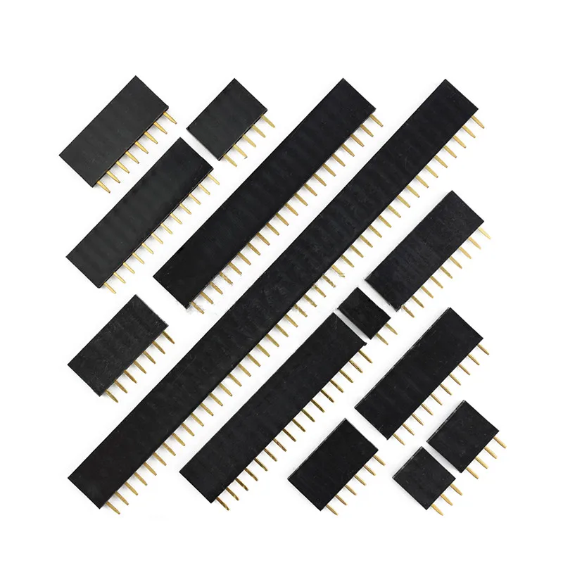 Imagem -03 - Pitch Single Row Feminino Pcb Socket Board Conector de Cabeçalho de Pinos Strip Pinheader para Arduino 2.54 mm 1020 Pcs