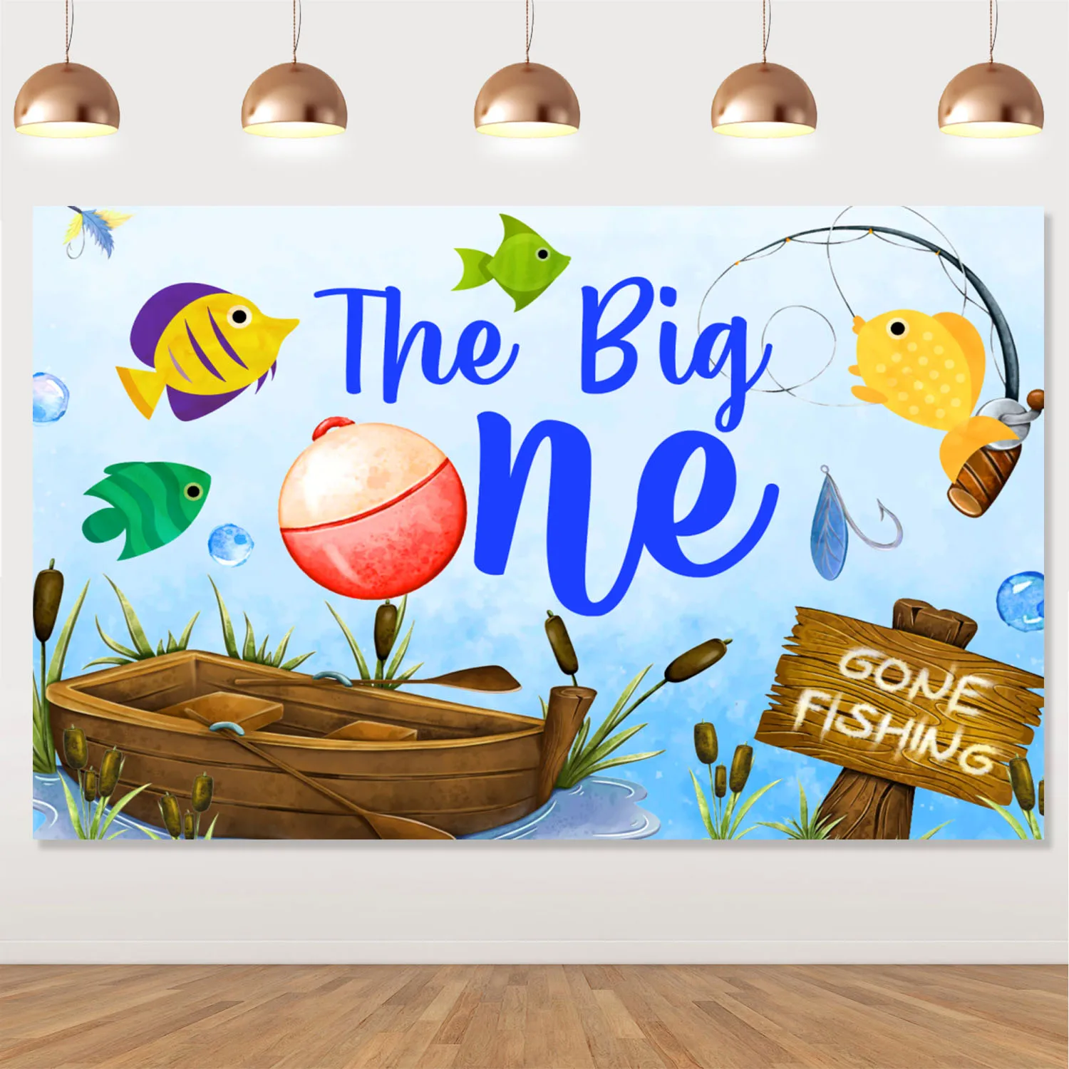 The Big One Birthday Decor for Boys Fishing First Birthday Backdrop Tablecloth for Little Fisherman Birthday Party Supplies