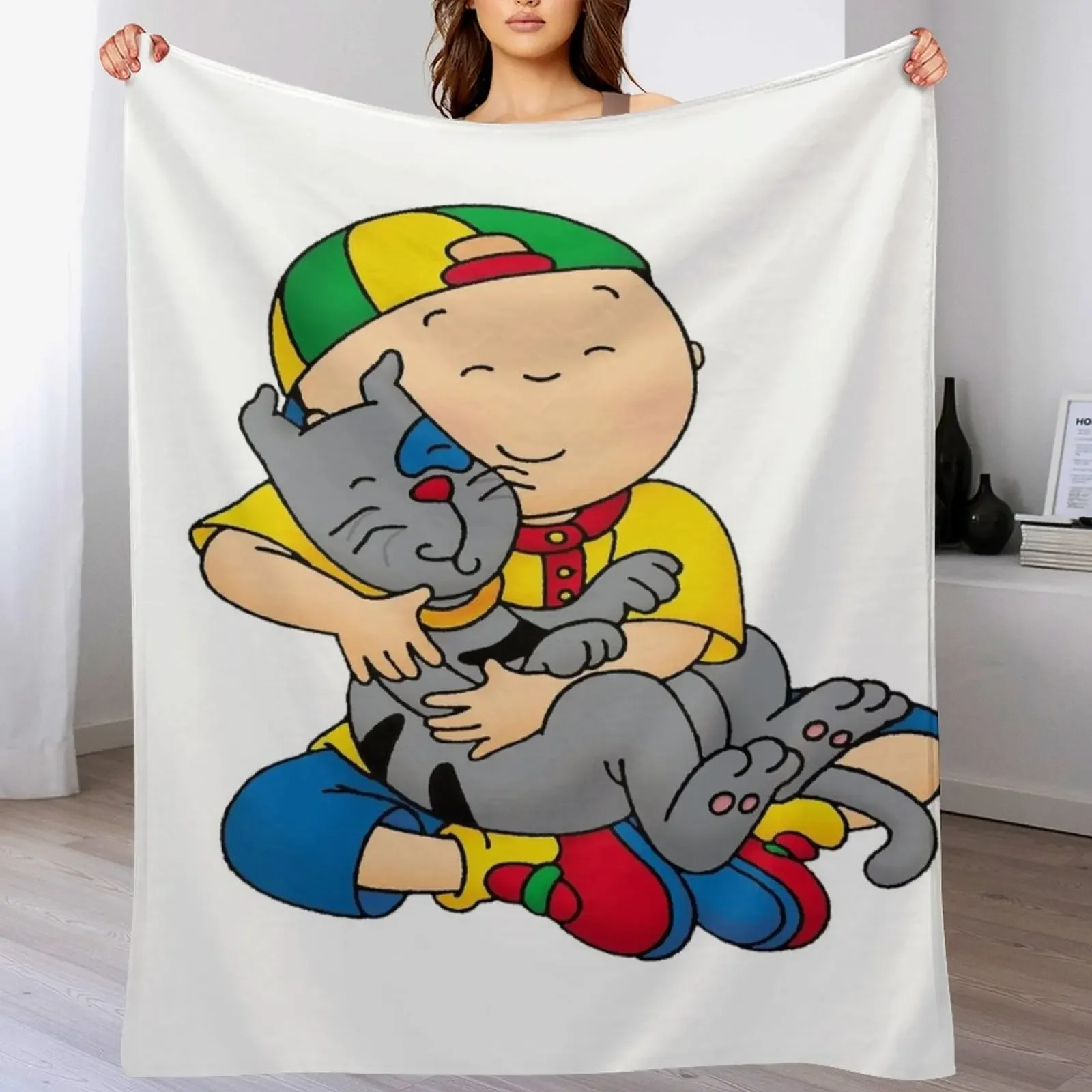 caillou, caillou and dog Throw Blanket Anti Shedding Soft Fuzzy Blanket for Home
