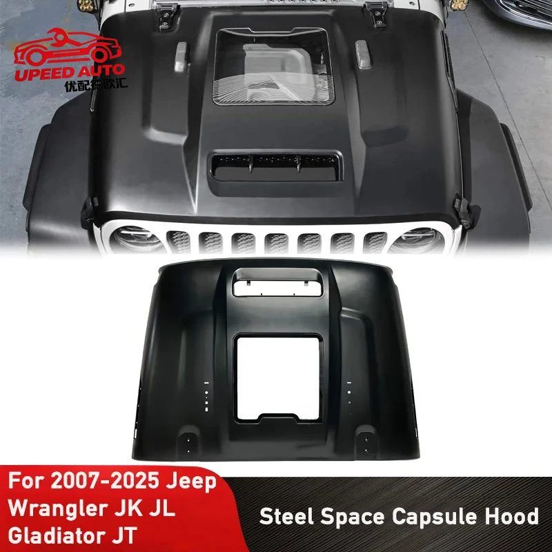 Accesorios Todoterreno 4x4, Capó de Acero Tipo Cápsula Espacial, Transparente, Dispersor de Calor, para Jeep Wrangler JK JL y JT 2007+