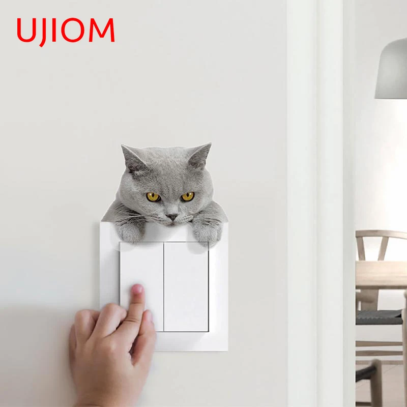 UJIOM British Shorthair Wall Sticker Window Glass Cute Applique Bedroom Waterproof and Scratchproof Living Room Dress Up