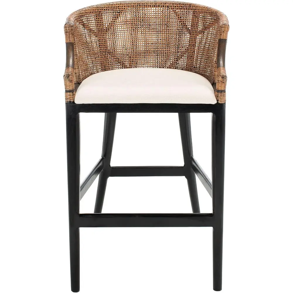 

Барный стул Home Collection Brando Tropical из массива дерева, 30 дюймов, с натуральной отделкой/черными ножками/белой подушкой (полностью собран)