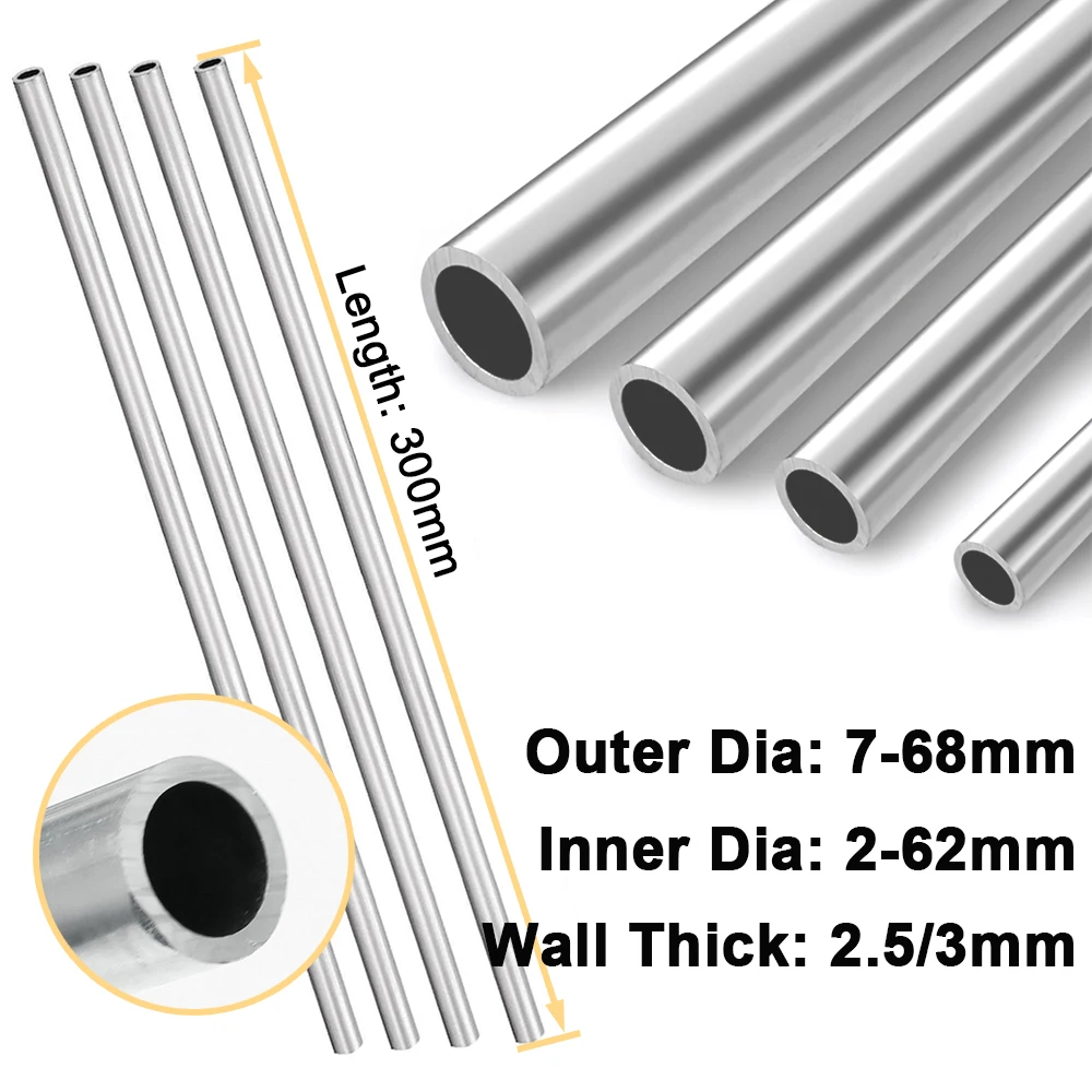 

OD 7/8/9/10/11/12/13/14/15/16/17-68mm 6063 Aluminium Pipe Length 300mm Wall Thick 2.5mm / 3mm Straight Round Aluminum Alloy Tube