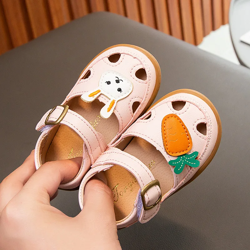 Baby Cartoon Sandals Girls Head Protection Summer Sandals Little Princess Fashion Rabbit Design Sandals Children Summer Shoes