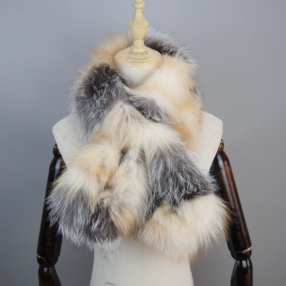 New Fashion Real Fox Fur Scarf Men For Lover Christmas Gift Collar Fur Ring Muffler Women Fur Stole Neck Warmer Scarf Shawl Cap