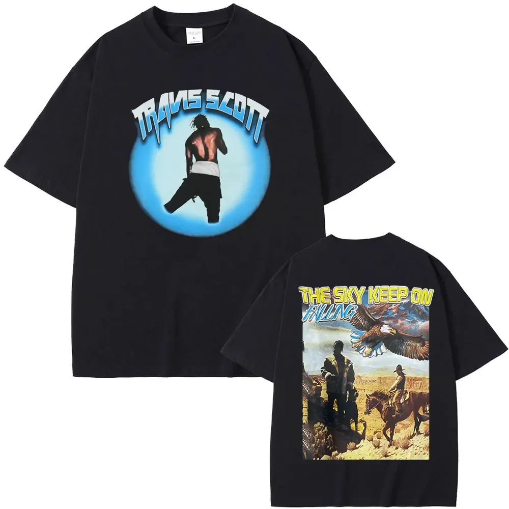 Футболка мужская с коротким рукавом, модная уличная одежда с рисунком неба и надписью «KEEP ON Fall», стиль хип-хоп, оверсайз