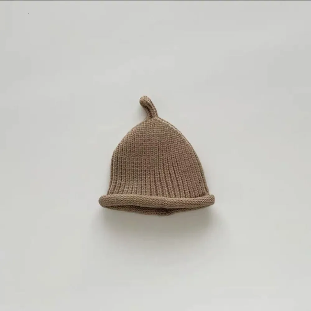 Cute Korean Style Knit Cap Keep Warm Solid Color Hat Thick Beanie Hats Autumn