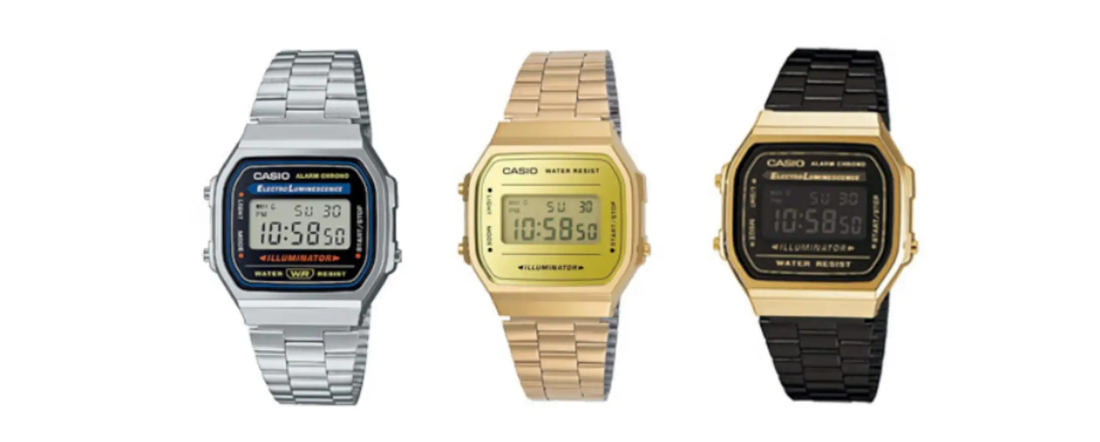 CASIO Vintage Classic Small Square Digital Watch with Gold Metal Case, Waterproof Versatile Daily Casual Timepiece, Japanese-Kor