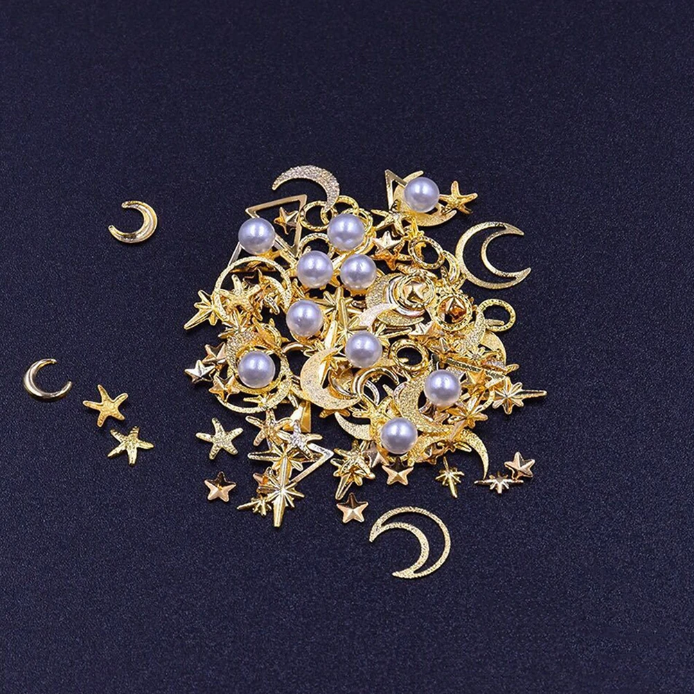 

Pearl Jewelry Women Decors Charms Rhinestones Decorations Salon Supplies Golden Shiny Lightweight Durable for Party