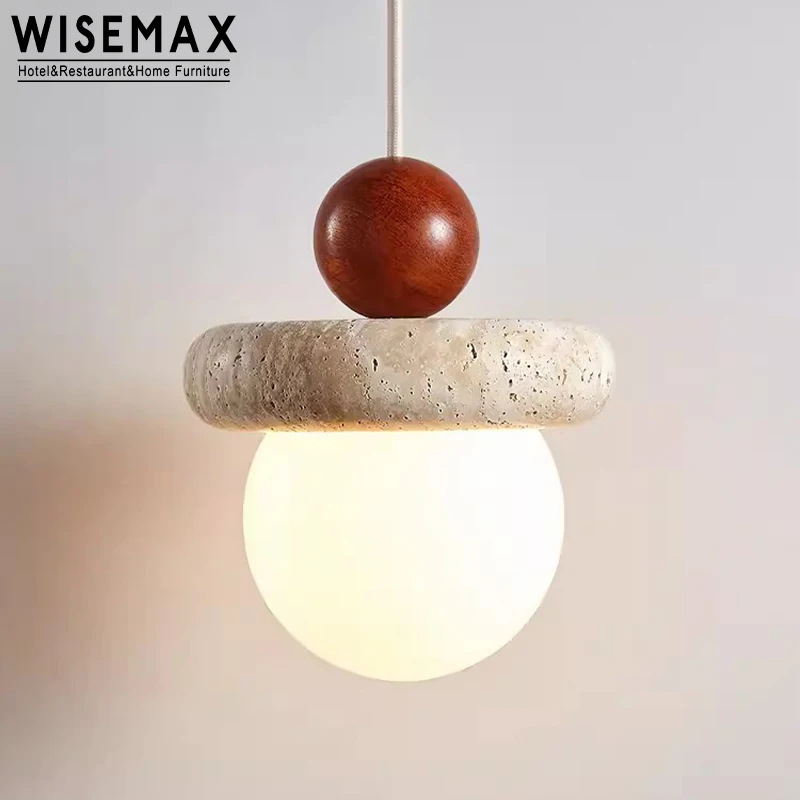 WISEMAX FURNITURE Cream Style Bedroom Bedside Chandeliers Pendant Lights Smart Home Decor Travertine Night Light For Kid's Room