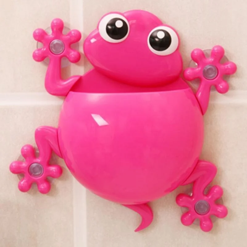 1PC Animal Frog Toothbrush Holder Family Set Wall Bathroom Hanger Suction