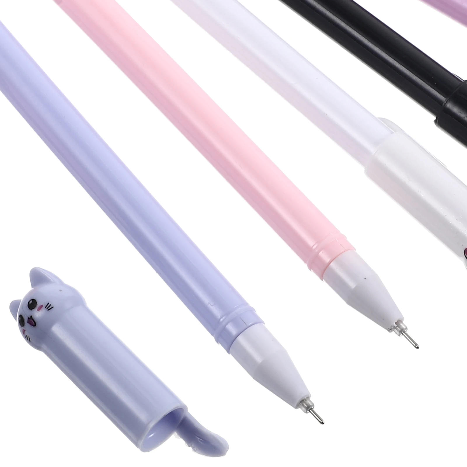 

6 Pcs Creative Stationery Pen Kawaii Cat Pens for Homework Cap Cartoon Decoration Cute Black Ink