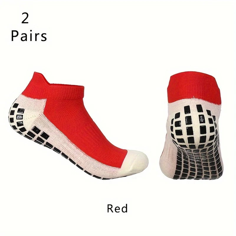 HA WA 2 Pairs Mens Cotton Ankle Football Socks Non-slip Silicone Sole Professional Sport Socks Breathable Soft Men Socks