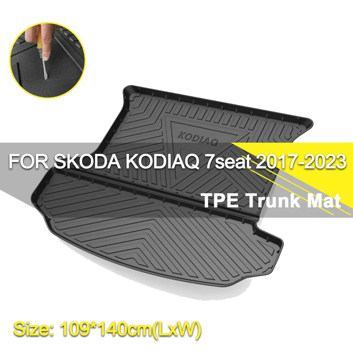 

Car Rear Trunk Cover Mat Waterproof Non-Slip Rubber TPE Cargo Liner Accessories For Skoda Kodiaq 7 Seater 2017-2023