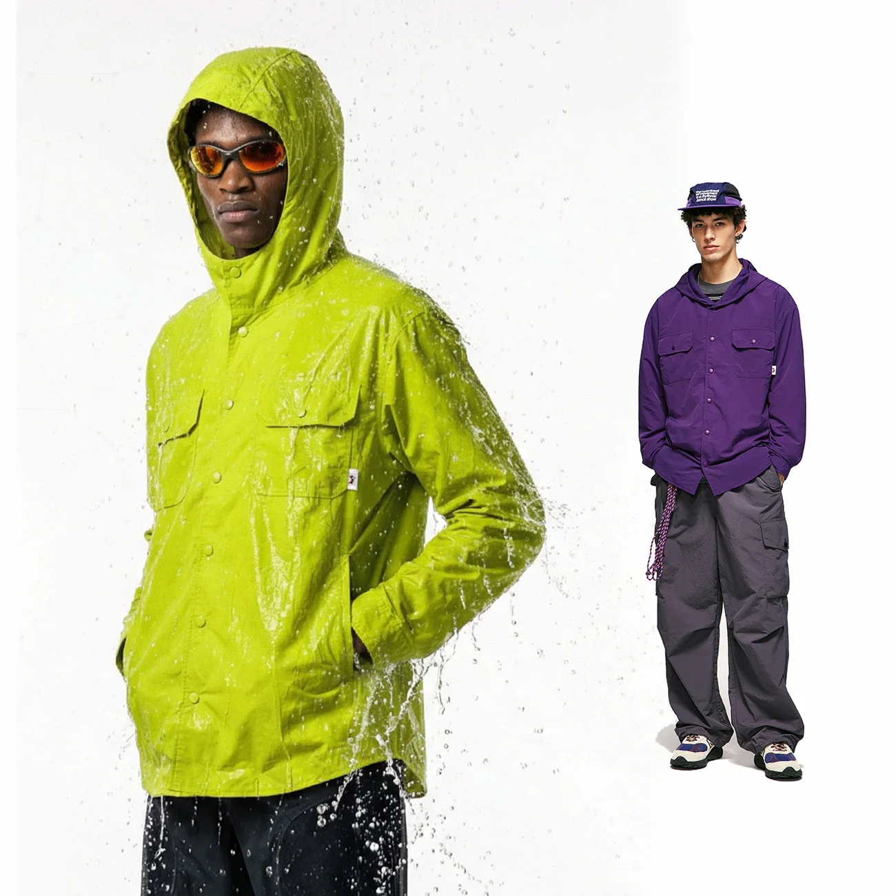 Waterproof Hooded Shirt Men Women Spring Autumn Outdoor Loose Casual Long Sleeve Cargo Shirt Jacket Cityboy Streetwear Coat