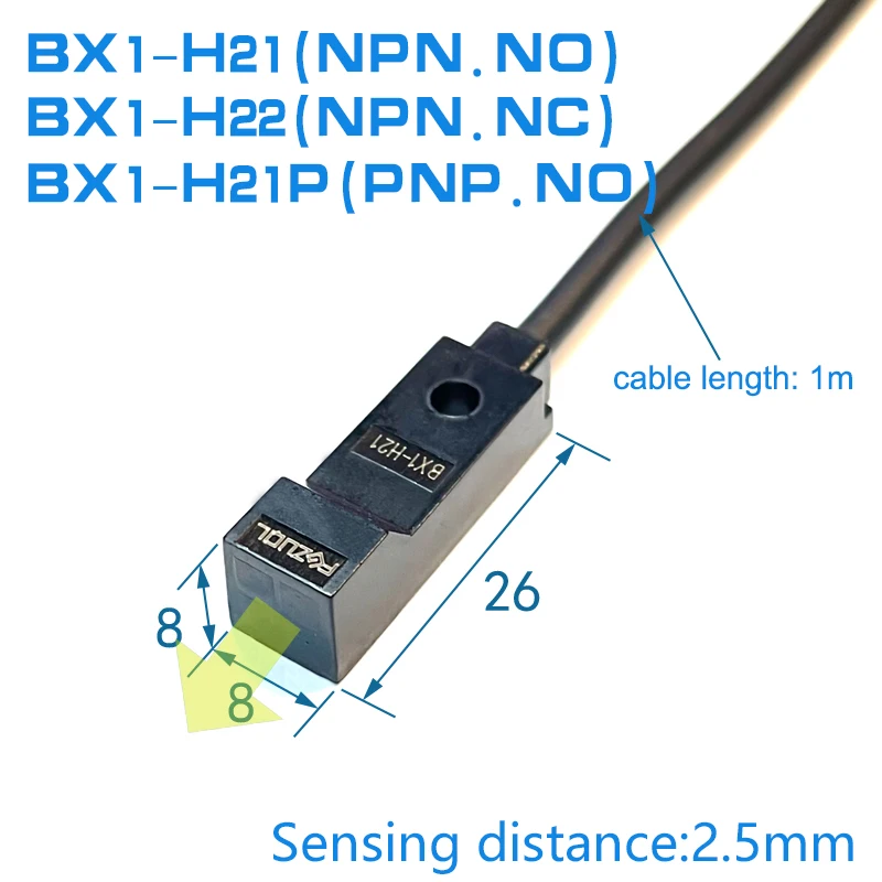 Miniature Square Proximity Sensor Switch 12V24VDC 3-wire Metal induction limit sensor NPN PNP NO NC sensing surface（8x8）（12x12）