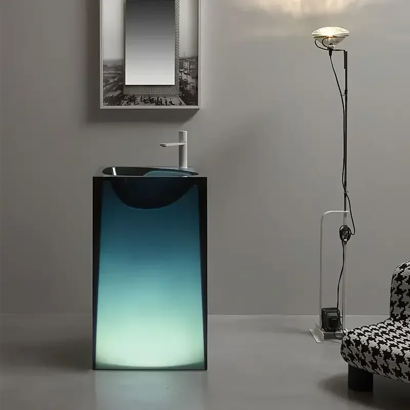 حوض غسيل يدوي من الراتنج الأكريليك CHKJ، حوض غسيل يدوي بقاعدة شفافة ملونة وشفافة