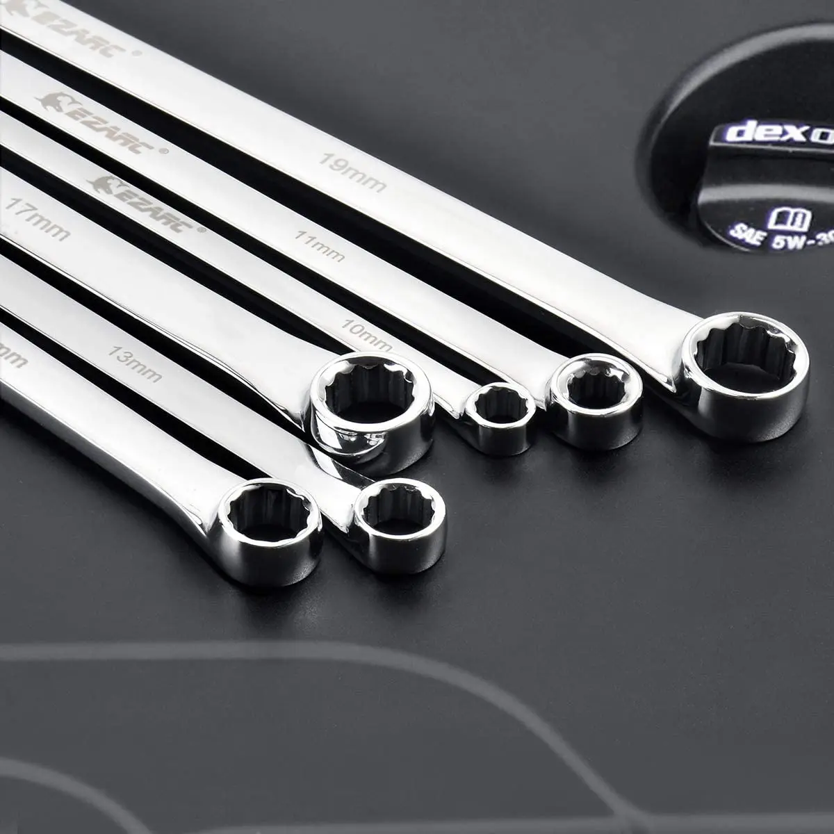 EZARC 6 Pcs Extra Long Double Ring Box End Wrench Set Long Lifetime Aviation Spanner CRV 8mm - 19mm Wrenches Tools Sets