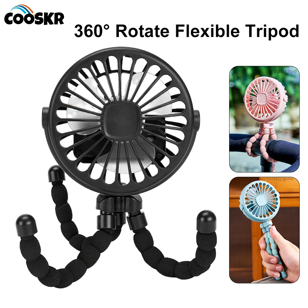 

Портативный мини-вентилятор с клипсой, USB-зарядкой, гибким штативом и поворотом на 360° ° Вентилятор для коляски с 3 скоростями, компактный, для студентов