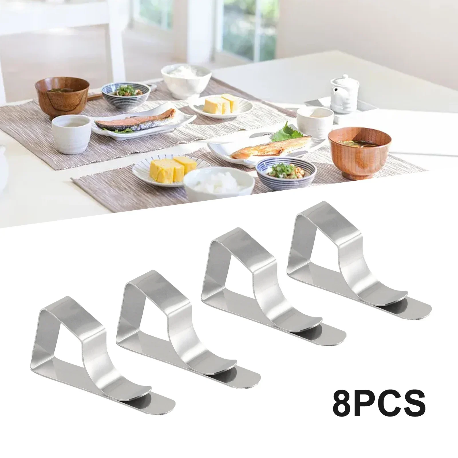 8pcs Stainless Steel Tablecloth Clamps Tablecloth Clamps Holder Clip Picnic Table Cover Clip Home Kitchen Accessories