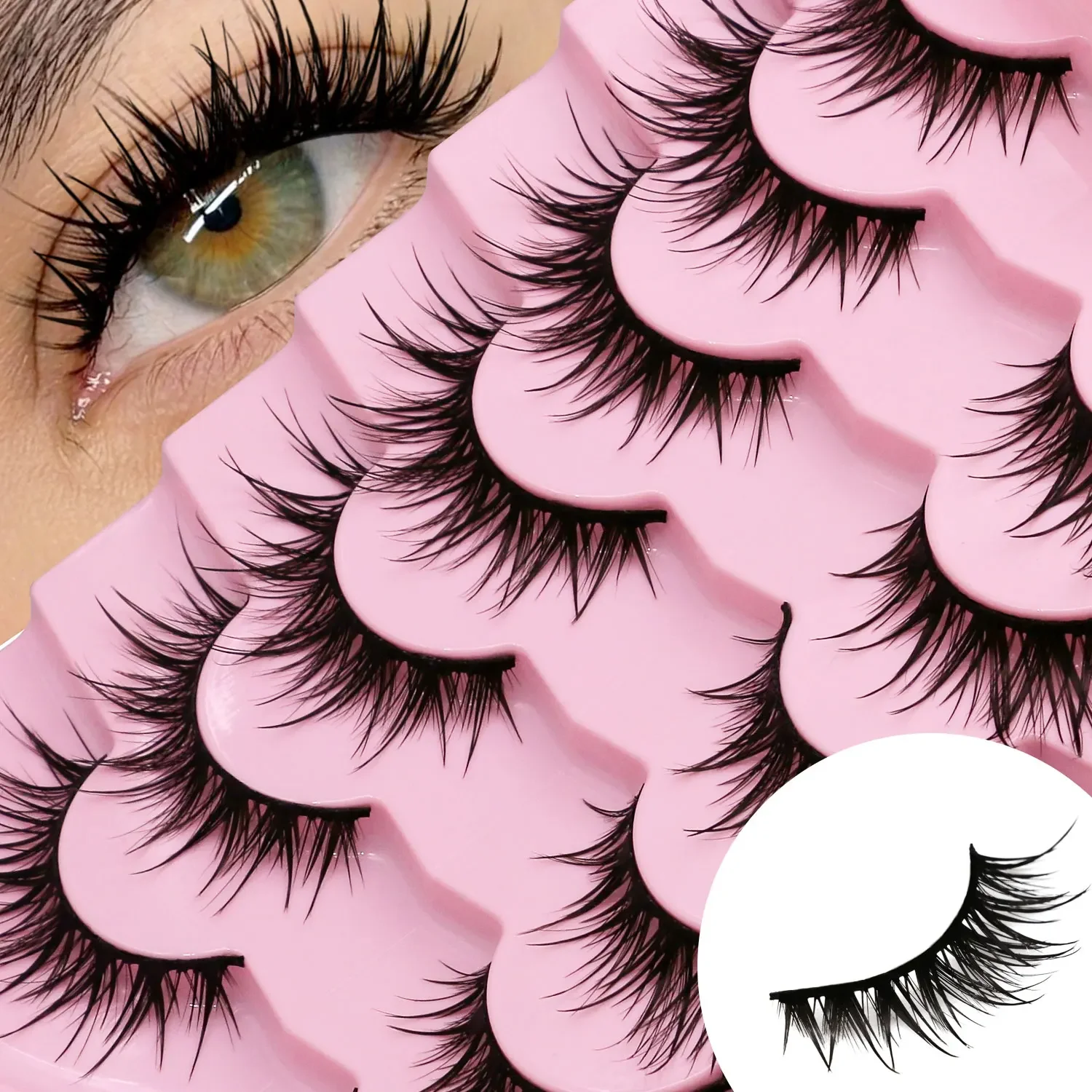 Veltrinay Manga Lashes Fluffy Soft 3D Mink False Lashes Wispy Soft Cross Volume & Natural Reusable Cruelty-Free Fake Lash Makeup