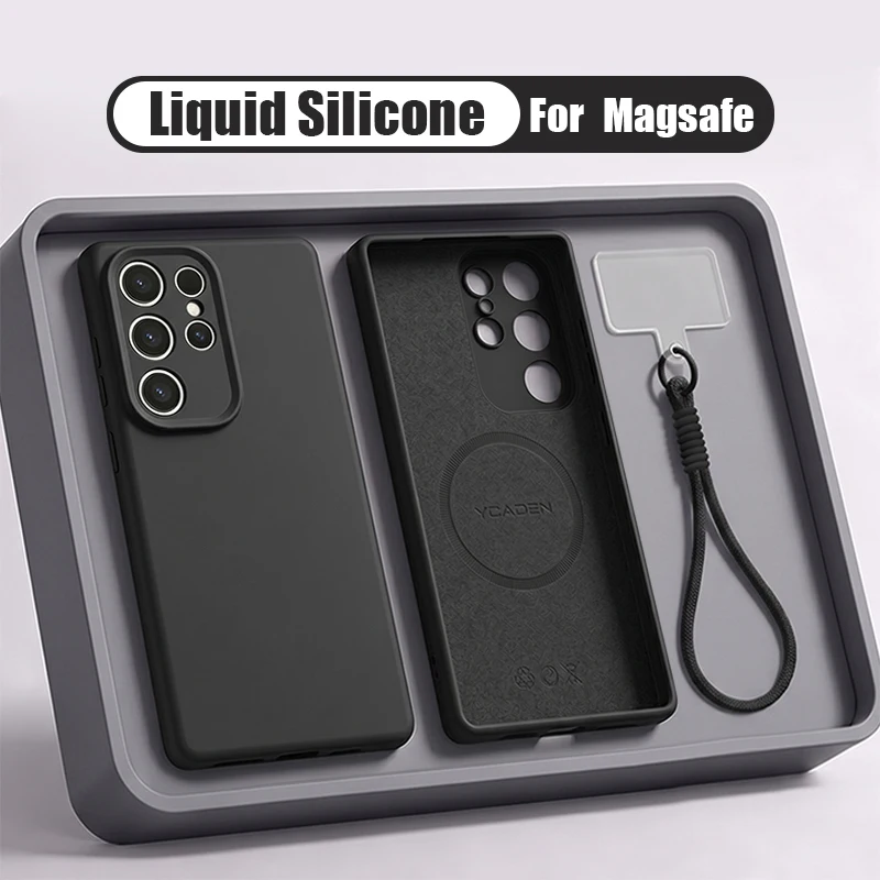 Magnetic Liquid Silicone Lanyard Phone Case For Samsung Galaxy S26 Ultra S25 S24 S23 S22 Ultra S26 Plus For Magsafe Soft Cover
