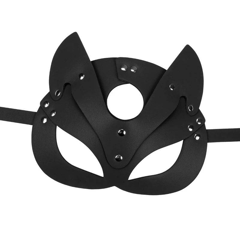 Máscara de raposa de couro pu sexy para mulheres, vestido de baile, boate de halloween, festa, cosplay, fantasias, máscaras de animais, acessórios exóticos