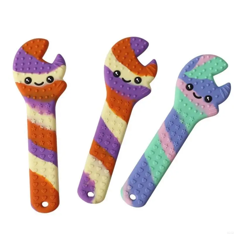 

Q22D Cartoon Wrench Tools Chew Toy Silicone Teething for Baby Shower Gift DIY Pacifier Chain Jewelry Accessories