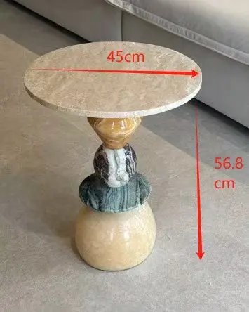 Marble Round Art Side Table American Country Retro Creative Jade Stone Balcony Small Coffee Table Hole Stone Corner Table image 6