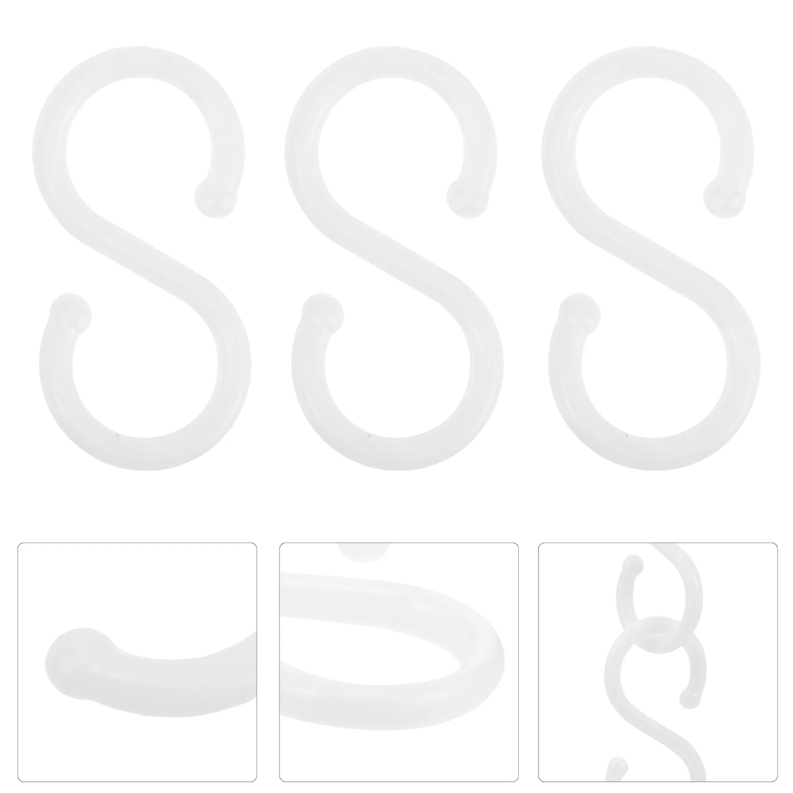 

100Pcs Plastic S Hook Storage Hangers Kitchen Bathroom Clothes Towels Pothooks Organizers White S Hook