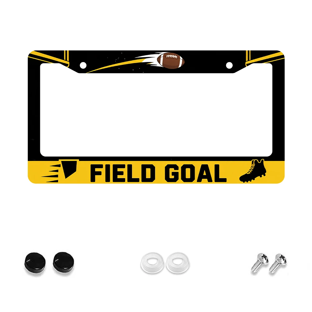 

1 шт. черно-желтый футбольный узор, рамка номерного знака с 2 отверстиями, алюминиевый материал, 6x12 дюймов, с набором винтов, забавная, новинка,