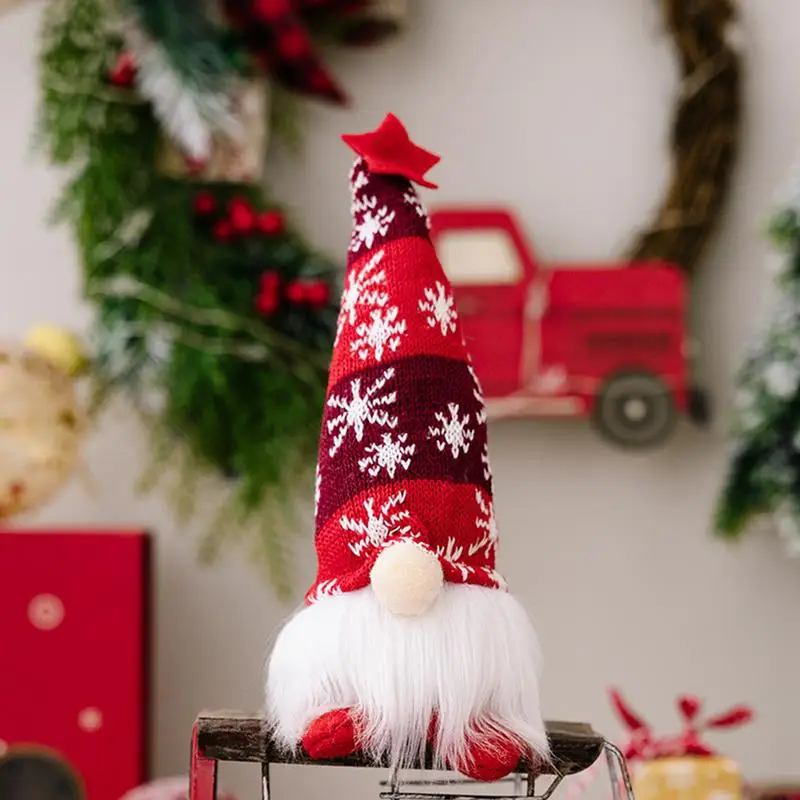 Light Up Christmas Gnome Battery Operated Christmas Gnome Decorations Holiday Toy With Snowflake Knitted Hat For Home Table