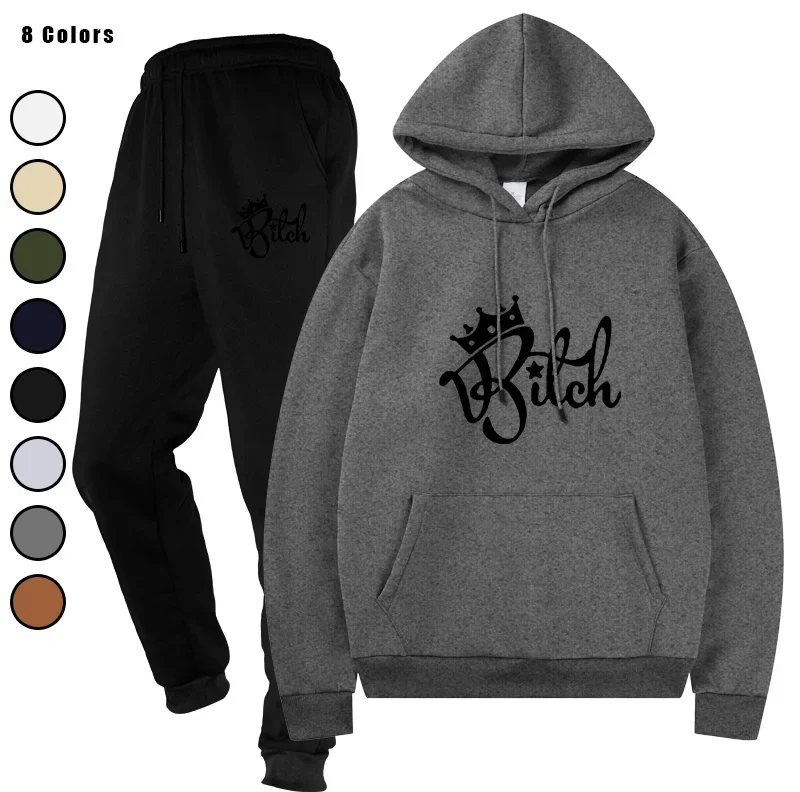 

Men's polini Fashion Two - Piece Streetwear Tracksuit Hooded Jacket Track Pants Pullover Casual Outdoor Sports Set
