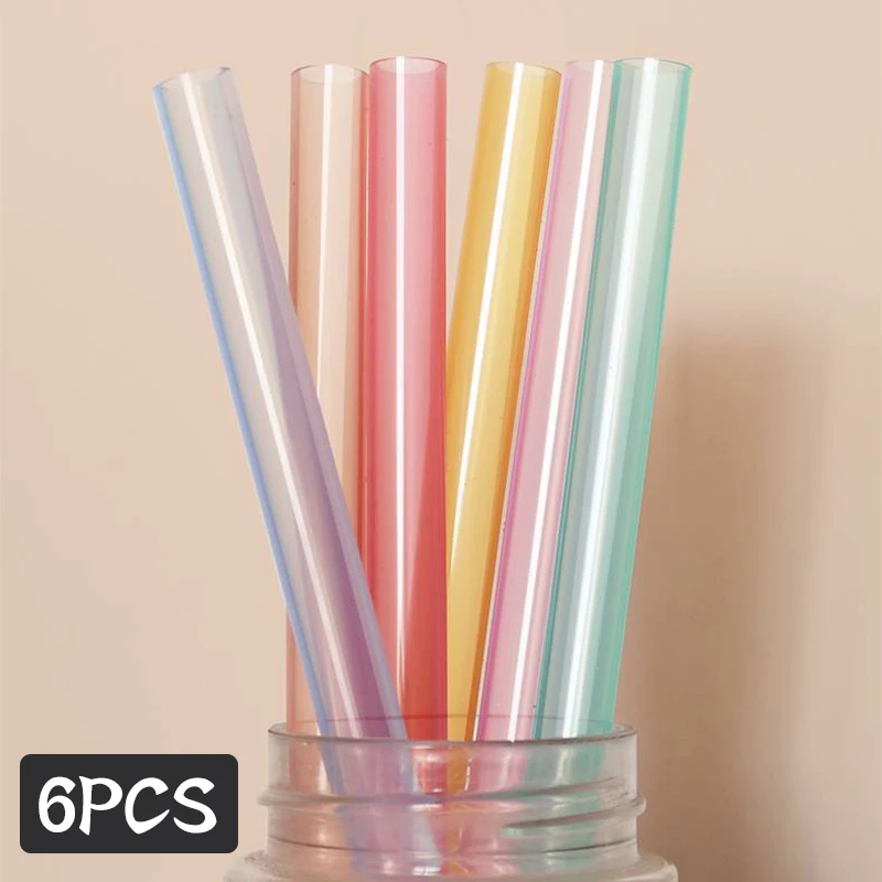 6Pcs Silicone Straws Flexible Transparent Silicone Straw With Cleaning Brush Reusable Beverage Juice Straw Drinking Milk Straw