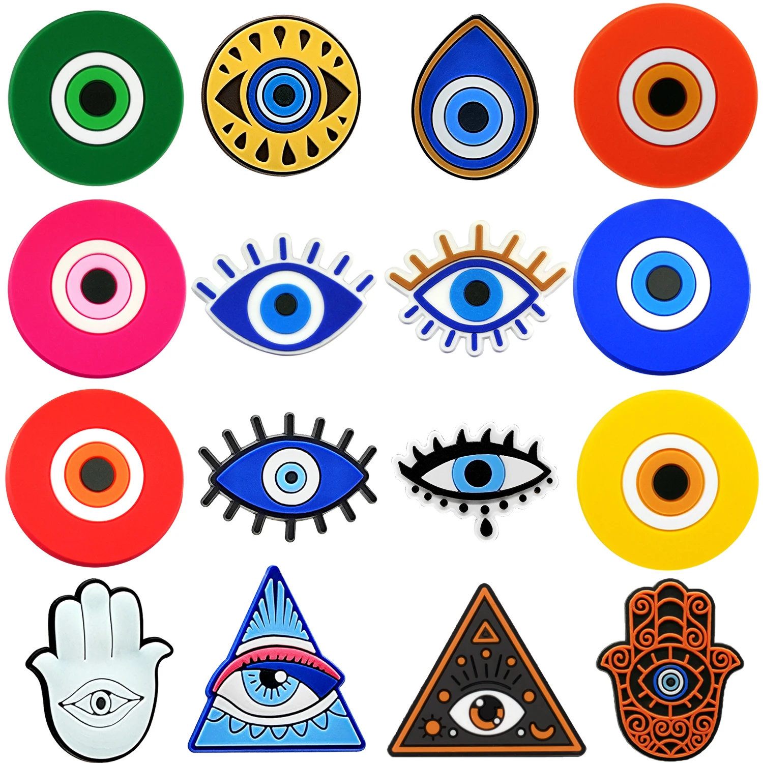 1/16pcs Evil Eyes Shoe Charms for Women Blue Eyes Shoe Decoration Accessories Buckle Garden Sandals Pin Jeans Clog